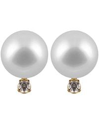 Splendid - 14k Diamond & 5-5.5mm Akoya Pearl Earrings - Lyst