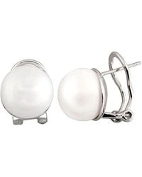 Splendid - Rhodium Plated Silver 12-13mm Freshwater Pearl Earrings - Lyst