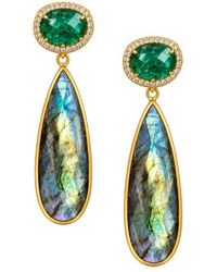 Liv Oliver - 18K Plated 65.00 Ct. Tw. Gemstone Cz Earrings - Lyst