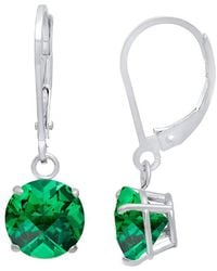 MaxColor - Silver 2.90 Ct. Tw. Lab-grown Emerald Dangle Earrings - Lyst
