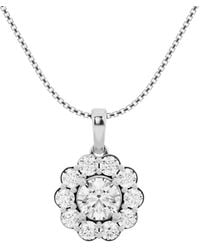 Lab Grown Diamonds - 14K 1.50 Ct. Tw. Lab-Grown Diamond Halo Pendant Necklace - Lyst