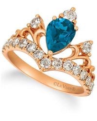 Le Vian - Le Vian 14k Rose Gold 1.90 Ct. Tw. Diamond & London Blue Topaz Cocktail Ring - Lyst