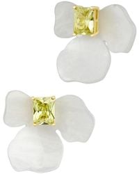 Savvy Cie - 18K Plated Pearl Cz Jacket Earrings - Lyst