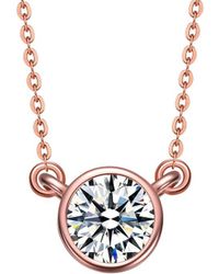 Genevive Jewelry - 18k Rose Gold Plated Cz Necklace - Lyst