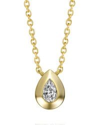 Genevive Jewelry - 14k Over Silver Cz Pendant Necklace - Lyst