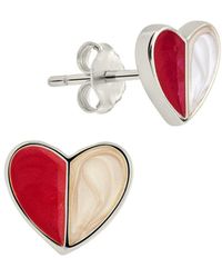 Sterling Forever - Silver Queen Of Hearts Studs - Lyst