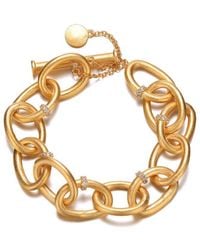 Rachel Glauber - 14k Plated Cz Link Chain Bracelet - Lyst