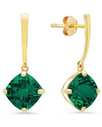 MaxColor - 14k 2.90 Ct. Tw. Lab-grown Emerald Drop Earrings - Lyst