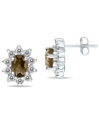 Gem Spark - 14k 1.60 Ct. Tw. Diamond & Smoky Quartz Earrings - Lyst