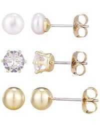 Adornia - 14K Plated 5Mm Pearl Stud Earring Set - Lyst