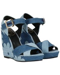 Roger Vivier - Denim Wedge Sandal - Lyst