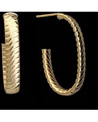 Italian Gold - 14k Ribbed Open Hoops - Lyst