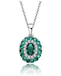 Genevive Jewelry - Silver Cz Pendant Necklace - Lyst