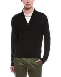 Bruno Magli - Textured 1/4-Zip Merino Wool Mock Neck Sweater - Lyst