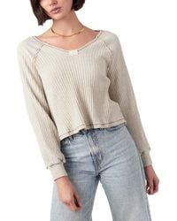 Project Social T - Homebody V-Neck Rib Longsleeve Top - Lyst