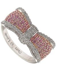 Suzy Levian - Silver 0.02 Ct. Tw. Diamond & Sapphire Ring - Lyst