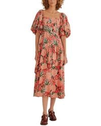 brown pineapple jewelry midi dress FARM Rio Pineapple Jewelry Midi Dress in Brown