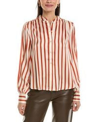Fate - Stripe Print Standing Collar Button-down Shirt - Lyst