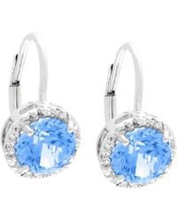 Gemstones - Silver 3.04 Ct. Tw. Diamond & Blue Topaz Earrings - Lyst