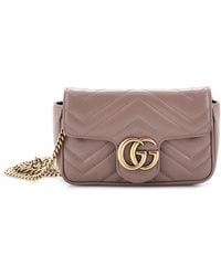 Gucci - Matelasse Leather Gg Marmont Flap Bag Super Mini (Authentic Pre- Loved) - Lyst