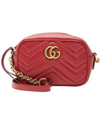 Gucci - Red Matelasse Leather GG Marmont Mini Camera Bag (authentic Pre-loved) - Lyst