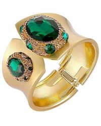 Liv Oliver - 18k Plated 32.00 Ct. Tw. Green Quartz Cz Statement Cuff Bracelet - Lyst