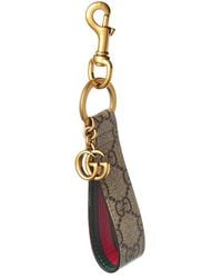 Gucci - Gg Supreme Canvas & Leather Keychain - Lyst