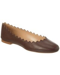 Chloé - Lauren Scalloped Leather Ballerina Flat - Lyst