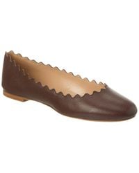 Chloé - Lauren Scalloped Leather Ballerina Flat - Lyst