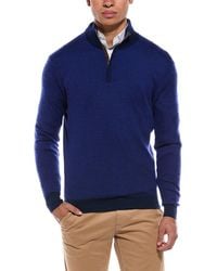 N.Peal Cashmere - Regent Birdseye 1/2-Zip Cashmere & Silk-Blend Mock Neck Sweater - Lyst