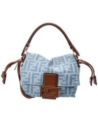Fendi - Mamma Baguette Small Denim & Leather Shoulder Bag - Lyst