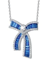 Genevive Jewelry - Silver Cz Bow Necklace - Lyst