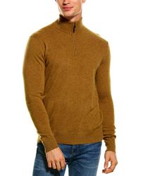 Qi Cashmere 1/4-zip Mock Sweater - Brown