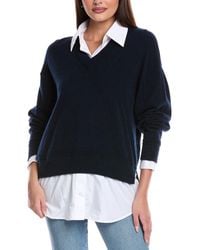 Brodie Cashmere - Shirting V-Neck Cashmere Sweater - Lyst