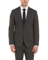 Cole Haan Tailored Wool-blend Suit With Flat Front Pant - Gray