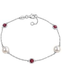 Rina Limor - 0.87 Ct. Tw. Garnet & 7-7.5Mm Pearl Charm Bracelet - Lyst