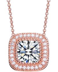 Genevive Jewelry - 14K Rose Vermeil Cz Necklace - Lyst