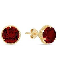 MaxColor - 14k 3.40 Ct. Tw. Garnet Halo Studs - Lyst