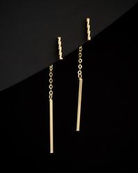 Italian Gold - 14k Twisted & Polished Bar Front-back Earrings - Lyst