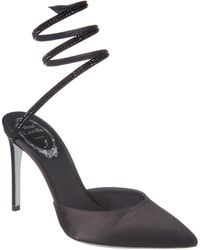 Rene Caovilla Cleo 100 Satin Pump - Black