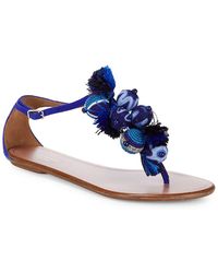 Aquazzura Tropicana Suede Tassel Sandals - Blue