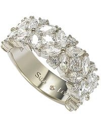 Suzy Levian CZ Jewelry - Suzy Levian Silver Cz Floral Eternity Ring - Lyst