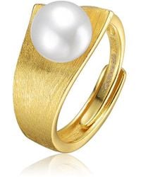 Genevive Jewelry - 14k Over Silver Pearl Ring - Lyst