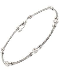 Diamond Select Cuts - Silver & Steel 0.05 Ct. Tw. Diamond Clover Necklace - Lyst