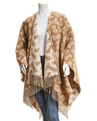 Burberry Monogram Wool & Cashmere-blend Cape - Natural