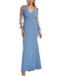 THEIA - Kiera Breaded Puff Sleeve Gown - Lyst