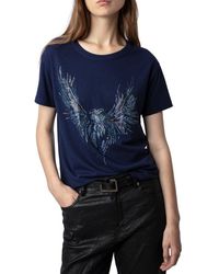 Zadig & Voltaire - Marta Eagle Strass Linen-blend Shirt - Lyst