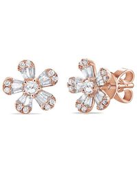 Sabrina Designs - 14k Rose Gold 0.72 Ct. Tw. Diamond Flower Studs - Lyst
