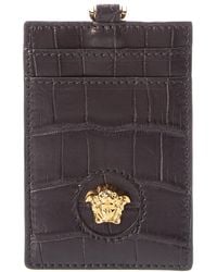 Versace - La Medusa Croc-embossed Leather Card Holder On Chain - Lyst