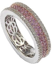 Suzy Levian - Silver 0.02 Ct. Tw. Diamond & Sapphire Eternity Ring - Lyst